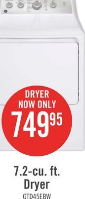 The Brick Ge 7.2 cu. ft. electric dryer with sanifresh cycle - gtd45ebmrws offer