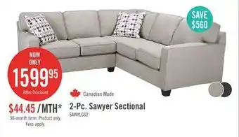 The Brick Sawyer 2-piece linen-look fabric sectional - light grey offer