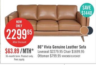 The Brick Vivia top-grain genuine leather sofa - caramel offer