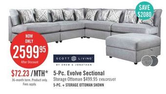 The Brick Evolve linen-look fabric 5-piece modular sectional with 4 armless chairs - light grey offer