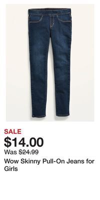 Old Navy Wow skinny pull-on jeans for girls offer