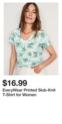 Old Navy Everywear printed slub-knit t-shirt for women offer