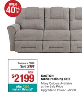 La Z Boy Easton fabric reclining sofa offer