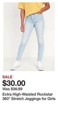 Old Navy Extra high-waisted rockstar 360° stretch jeggings for girls offer