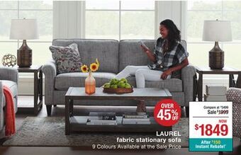 La Z Boy Laurel fabric stationary sofa offer
