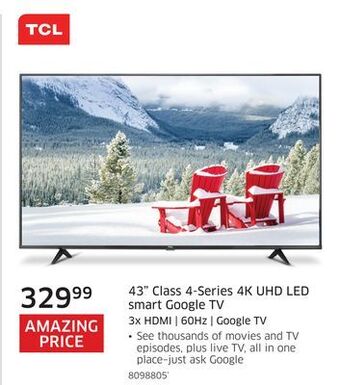 The Source Tcl 43" class 4-series 4k uhd led smart google tv offer