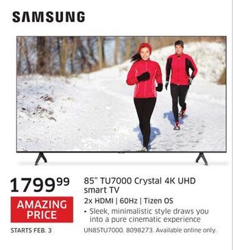 The Source Samsung 85" tu7000 crystal 4k uhd smart tv offer