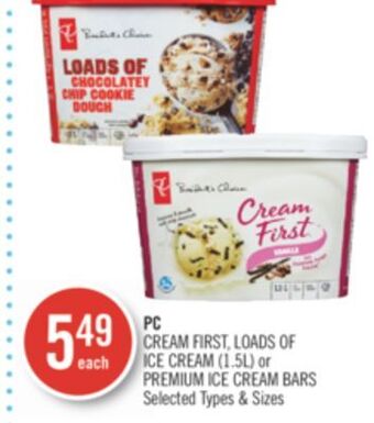 Shoppers Drug Mart Pc cream first, loads of ice cream (1.5l) or premium ice cream bars offer