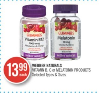 Shoppers Drug Mart Webber naturals vitamin b, c or melatonin products offer
