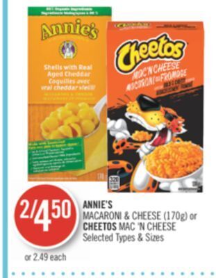 Shoppers Drug Mart Annie's macaroni & cheese (170g) or cheetos mac 'n cheese offer