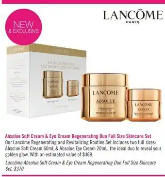Shoppers Drug Mart Lancôme absolue soft cream & eye cream regenerating duo full size skincare set offer