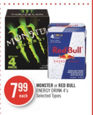 Shoppers Drug Mart Monster or red bull energy drink offer