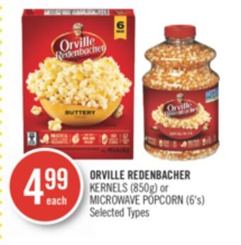 Shoppers Drug Mart Orville redenbacher kernels (850g) or microwave popcorn (6's) offer