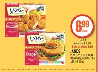 Shoppers Drug Mart Janes pub style chicken burgers, nuggets or strips offer