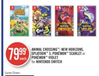 Shoppers Drug Mart Animal crossing™: new horizons, splatoon™ 3, pokémon™ scarlet or pokémon™ violet for nintendo switch offer