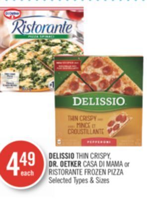 Shoppers Drug Mart Delissio thin crispy, dr. oetker casa di mama or ristorante frozen pizza offer