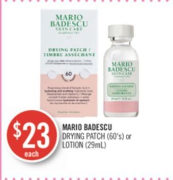 Shoppers Drug Mart Mario badescu drying patch (60's) or lotion (29ml) offer
