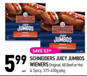 Schneiders juicy jumbos wieners