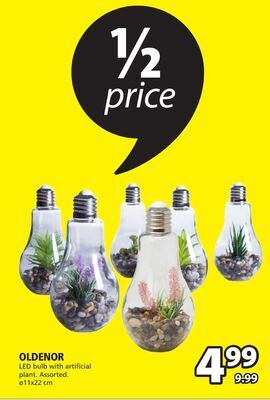 JYSK Oldenor led bulb with artificial plant offer