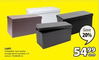JYSK Lahti collapsible, faux leather storage bench offer