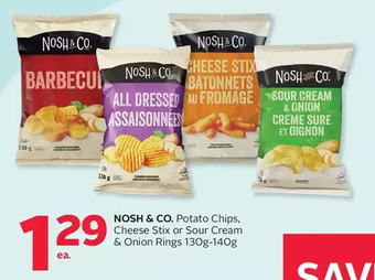 Rexall Nosh & co. potato chips, cheese stix or sour cream & onion rings offer