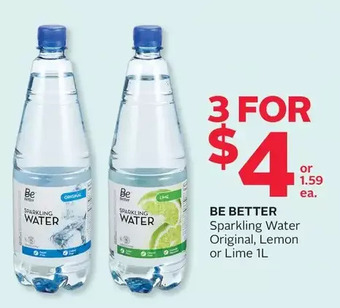 Rexall Be better sparkling water original, lemon or lime offer