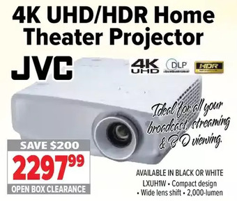 2001 Audio Video Jvc 4k uhd/hdr home theater projector offer