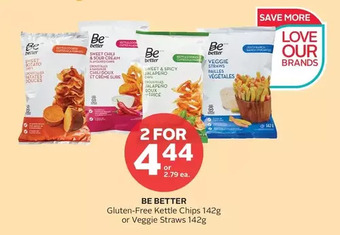 Rexall Be better gluten-free kettle chips or veggie straws offer