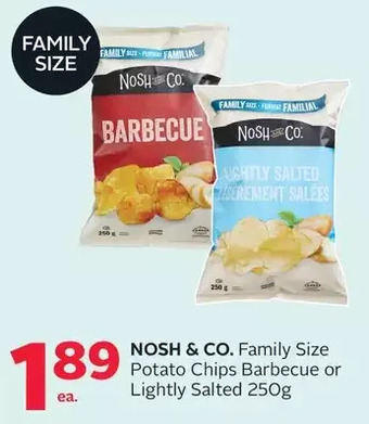 Rexall Nosh & co. family size potato chips barbecue or lightly salted offer
