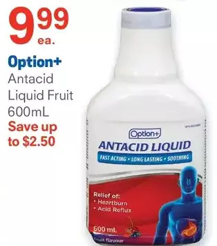 Guardian Pharmacy Option+ antacid liquid fruit offer