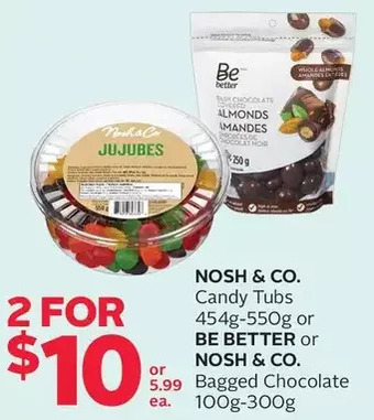 Rexall Nosh & co. candy tubs or be better or nosh & co. bagged chocolate offer
