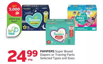 Rexall Pampers super boxed diapers or training pants offer
