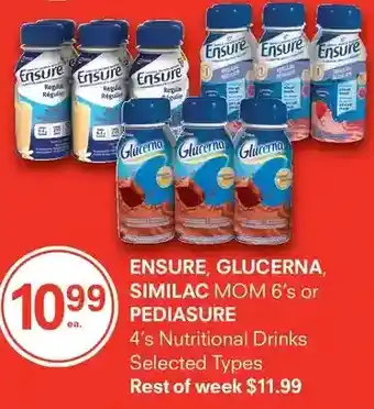 Guardian Pharmacy Ensure, glucerna, similac mom or pediasure nutritional drinks offer