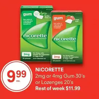 Guardian Pharmacy Nicorette gum or lozenges offer