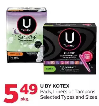 Rexall U by kotex pads, liners or tampons offer