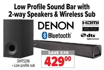 2001 Audio Video Denon low profile sound bar with 2-way speakers & wireless sub offer