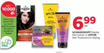 Rexall Schwarzkopf palette hair colour or göt2b hair treatment or styling offer