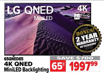 2001 Audio Video Lg 65" 4k qned miniled backlighting offer