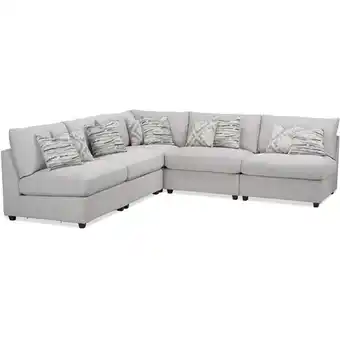 The Brick Evolve linen-look fabric 5-piece modular sectional with 4 armless chairs | storage ottoman offer