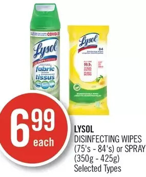 Shoppers Drug Mart Lysol disinfecting wipes or spray offer