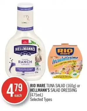 Shoppers Drug Mart Rio mare tuna salad or hellmann's salad dressing offer