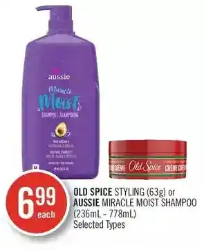 Shoppers Drug Mart Old spice styling or aussie miracle moist shampoo offer