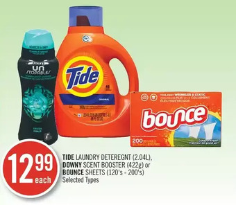 Shoppers Drug Mart Tide laundry detergent, downy scent booster or bounce sheets offer