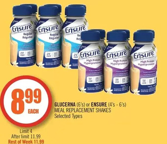 Shoppers Drug Mart Glucerna or ensure meal replacement shakes offer