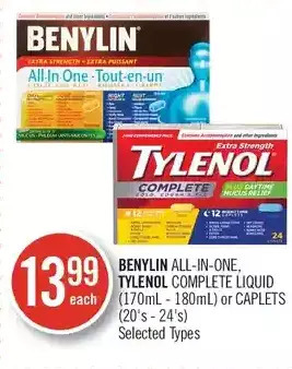 Shoppers Drug Mart Benylin all-in-one, tylenol complete liquid or caplets offer
