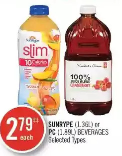 Shoppers Drug Mart Sunrype or pc beverages offer