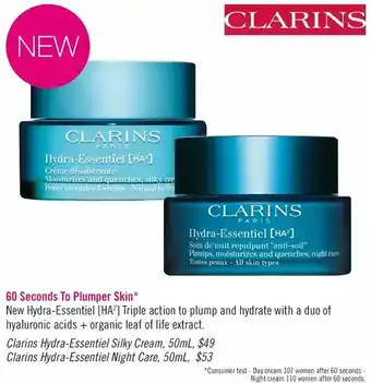Shoppers Drug Mart Clarins hydra-essentiel silky cream, clarins hydra-essentiel night care offer