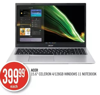 Shoppers Drug Mart Acer 15.6" celeron 4/128gb windows 11 notebook offer