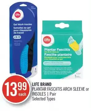 Shoppers Drug Mart Life brand plantar fasciitis arch sleeve or insoles offer