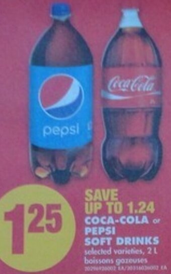 No Frills Coca-Cola or Pepsi Soft Drinks 2L offer